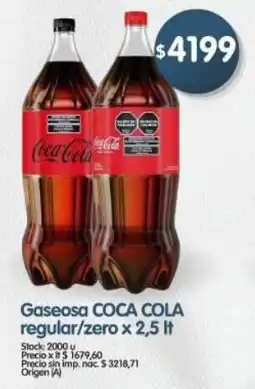 Supermercados Buenos Días Coca cola gaseosa regular/zero oferta