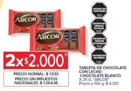 Carrefour Express Arcor tableta de chocolate con leche/ chocolate blanco oferta