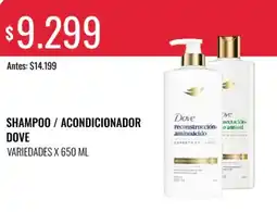 Supermercados Tadicor Dove shampoo / acondicionador variedades oferta