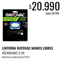 Supermercados Tadicor Rayovac linterna manos libres recargable oferta