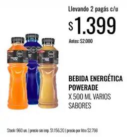 Supermercados Tadicor Powerade bebida energética varios sabores oferta
