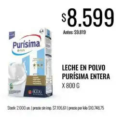 Supermercados Tadicor Purísima leche en polvo entera oferta