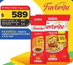 Carrefour Maxi Favorita fideos varias presentaciones oferta