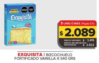 Carrefour Maxi Exquisita bizcochuelo fortificado vainilla oferta