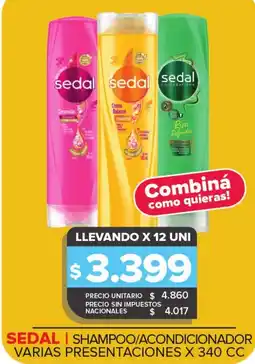 Carrefour Maxi Sedal shampoo/acondicionador varias presentaciones oferta
