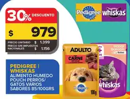 Carrefour Maxi Pedigree/whiskas alimento humedo pouch perros/ gatos varios sabores oferta