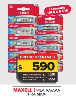 Carrefour Maxi Maxell pila aa/aaa tira maxi oferta