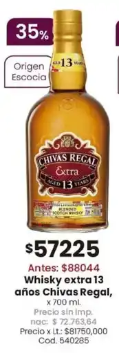Coto Chivas regal whisky extra 13 años oferta