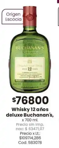 Coto Buchanan's whisky 12 años deluxe oferta