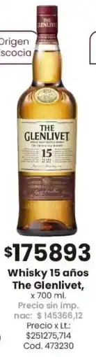 Coto The glenlivet whisky 15 años oferta