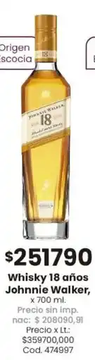 Coto 18 años johnnie walker whisky oferta