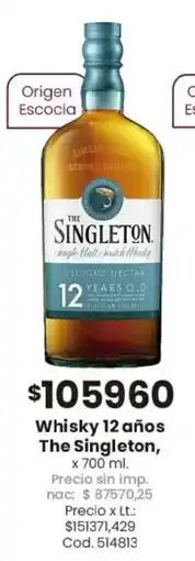 Coto The singleton whisky 12 años oferta