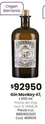 Coto Monkey 47 gin oferta