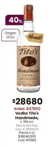 Coto Tito's handmade vodka oferta