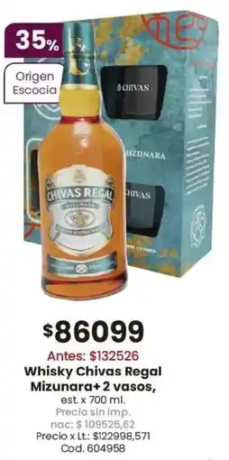 Coto Chivas regal whisky mizunara+ 2 vasos est oferta
