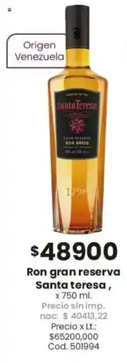 Coto Santa teresa ron gran reserva oferta