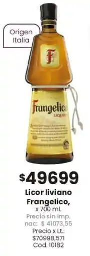 Coto Frangelico licor liviano oferta