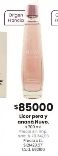 Coto Nuvo licor pera y ananá oferta