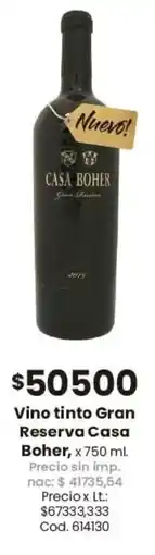 Coto Casa boher vino tinto gran reserva cod. 614130 oferta