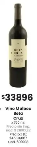 Coto Beta crux vino malbec oferta