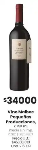 Coto Producciones vino malbec pequeñas oferta
