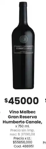 Coto Humberto canale vino malbec gran reserva oferta