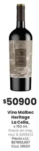 Coto La celia vino malbec heritage oferta
