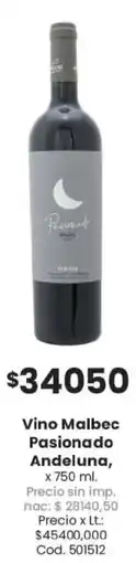 Coto Pasionado andeluna vino malbec oferta