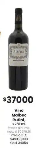 Coto Rutini vino malbec oferta