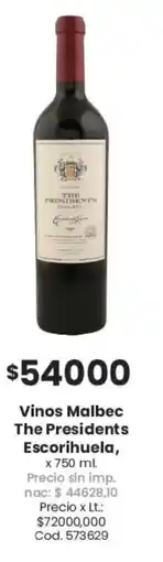 Coto The presidents escorihuela vinos malbec oferta