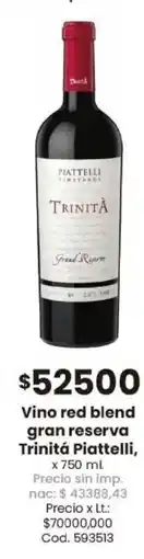 Coto Trinitá piattelli vino red blend gran reserva oferta