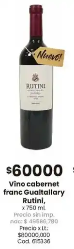 Coto Rutini vino cabernet franc gualtallary oferta
