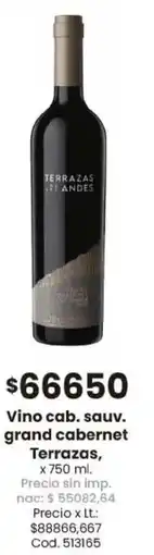 Coto Terrazas vino cab. sauv. grand cabernet oferta