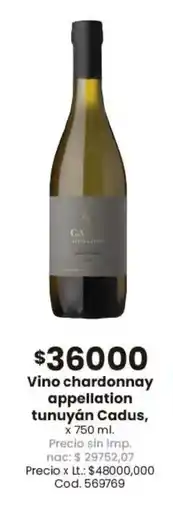 Coto Cadus vino chardonnay appellation tunuyán oferta