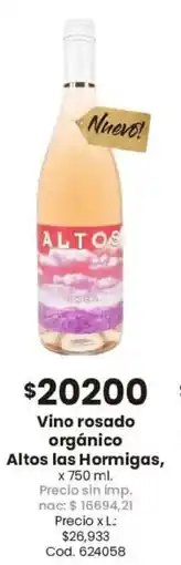 Coto Altos las hormigas vino rosado orgánico oferta
