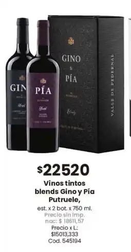 Coto Gino y pía putruele vinos tintos blends oferta