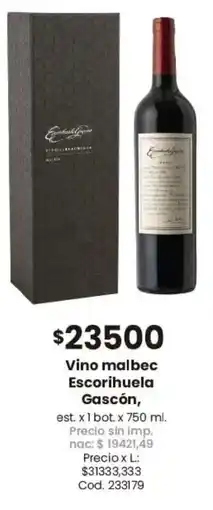 Coto Escorihuela gascón vino malbec oferta
