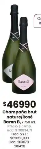 Coto Baron B champaña brut nature/rosé oferta