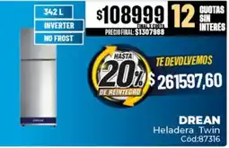 Diarco Drean heladera twin oferta