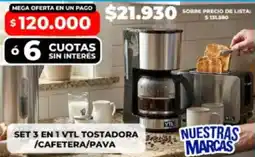 Supermayorista Vital Set 3 en 1 vtl tostadora /cafetera/pava oferta