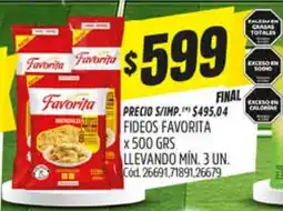 Supermercados Yaguar Favorita fideos oferta