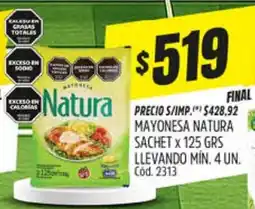 Supermercados Yaguar Natura mayonesa sachet oferta