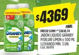 Supermercados Yaguar Granby jabon liquido p/diluir limon oferta