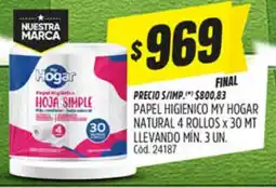 Supermercados Yaguar My hogar papel higienico natural oferta