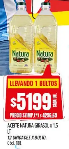 Supermercados Yaguar Natura aceite girasol oferta