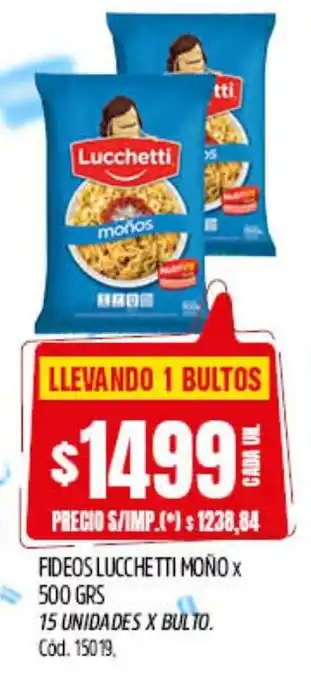 Supermercados Yaguar Lucchetti fideos moño oferta
