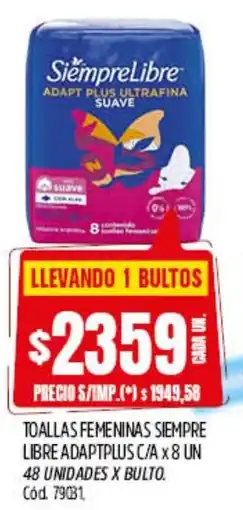Supermercados Yaguar Siempre libre toallas femeninas adaptplus c/a oferta