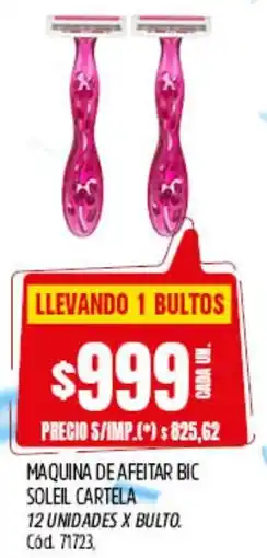 Supermercados Yaguar bic maquina de afeitar soleil cartela oferta