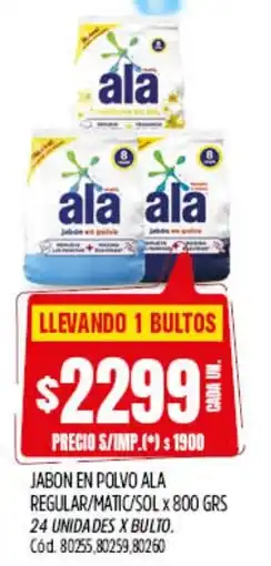 Supermercados Yaguar Ala jabon en polvo regular/matic/sol oferta