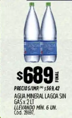 Supermercados Yaguar Lagoa agua mineral sin gas oferta